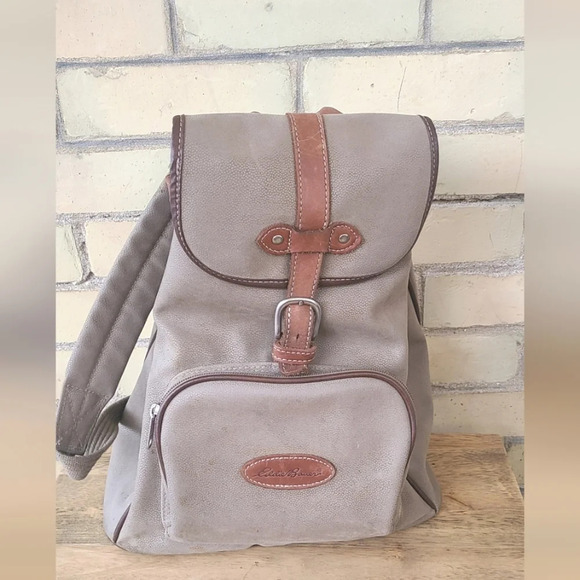 Vintage Eddie Bauer Leather Backpack - Picture 1 of 13